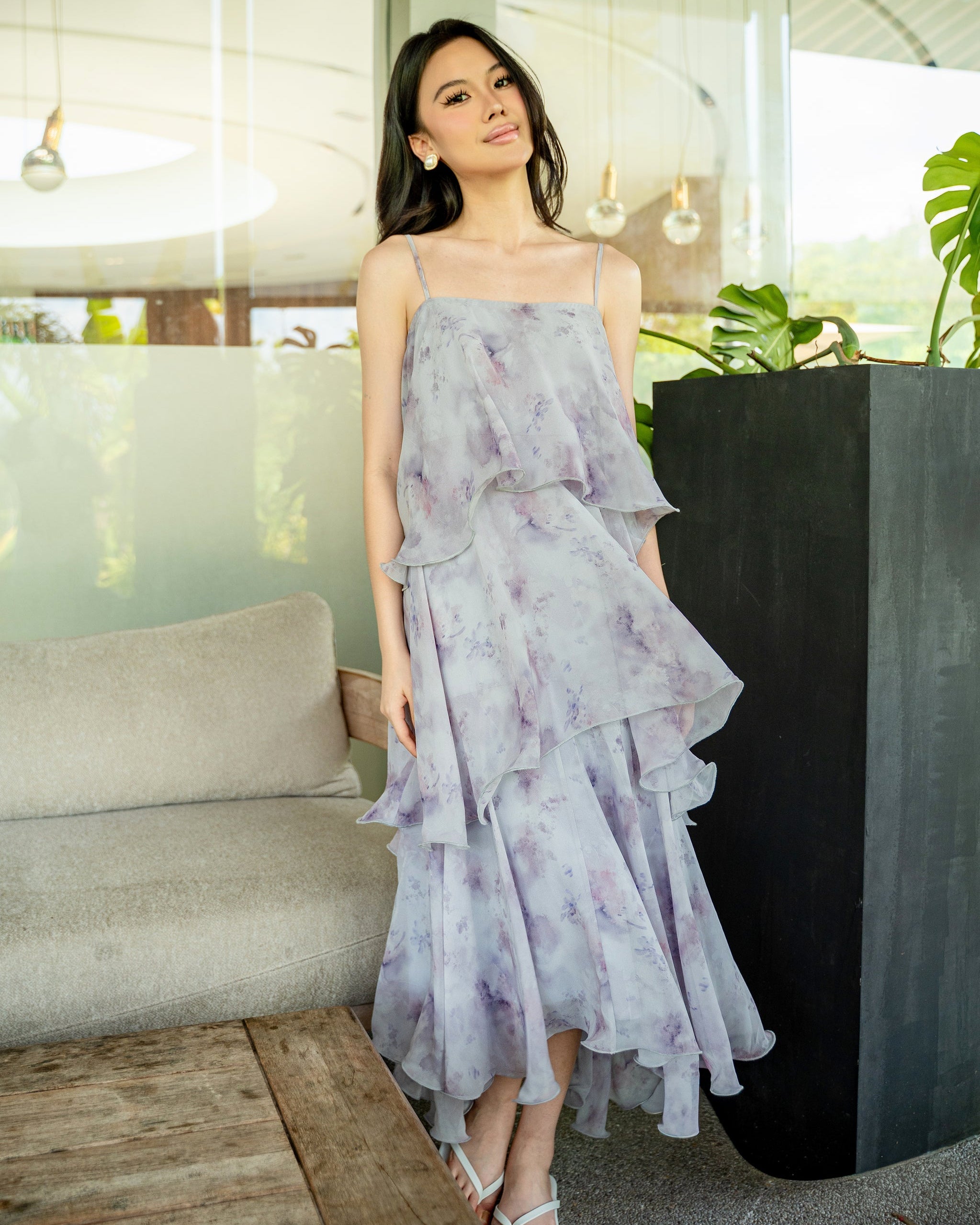 Layered Cascade Midi Dress MC2139